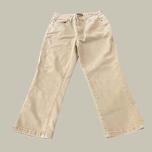Judy Blue Garment Dyed Wide Leg Jeans Women 11/30 Tan Khaki High Rise Denim